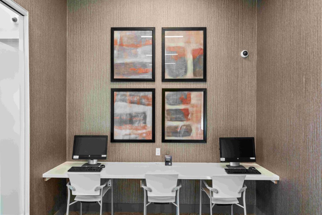 Dedicated work area in the clubhouse